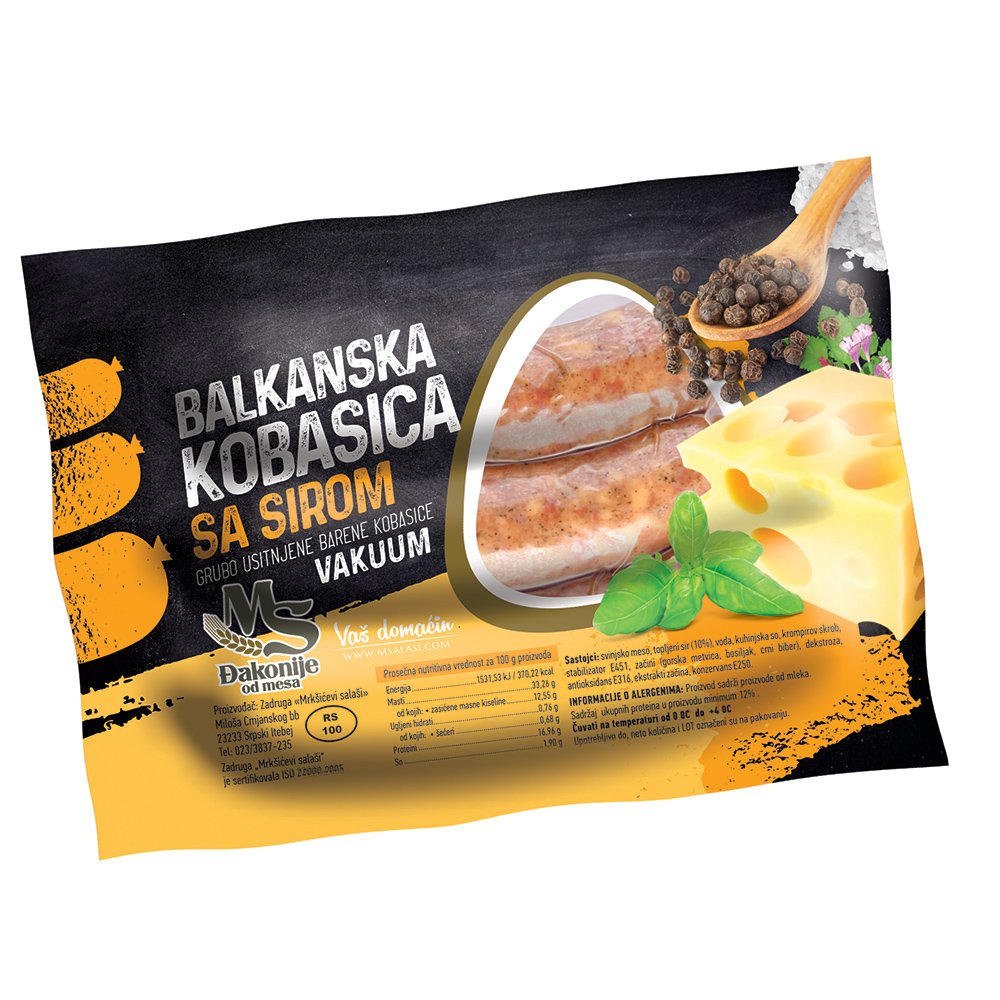 Balkanska kobasica sa sirom vakuum 310 g